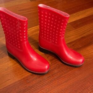 Stylish Red oneOone Studded Rain Boots - NWOT